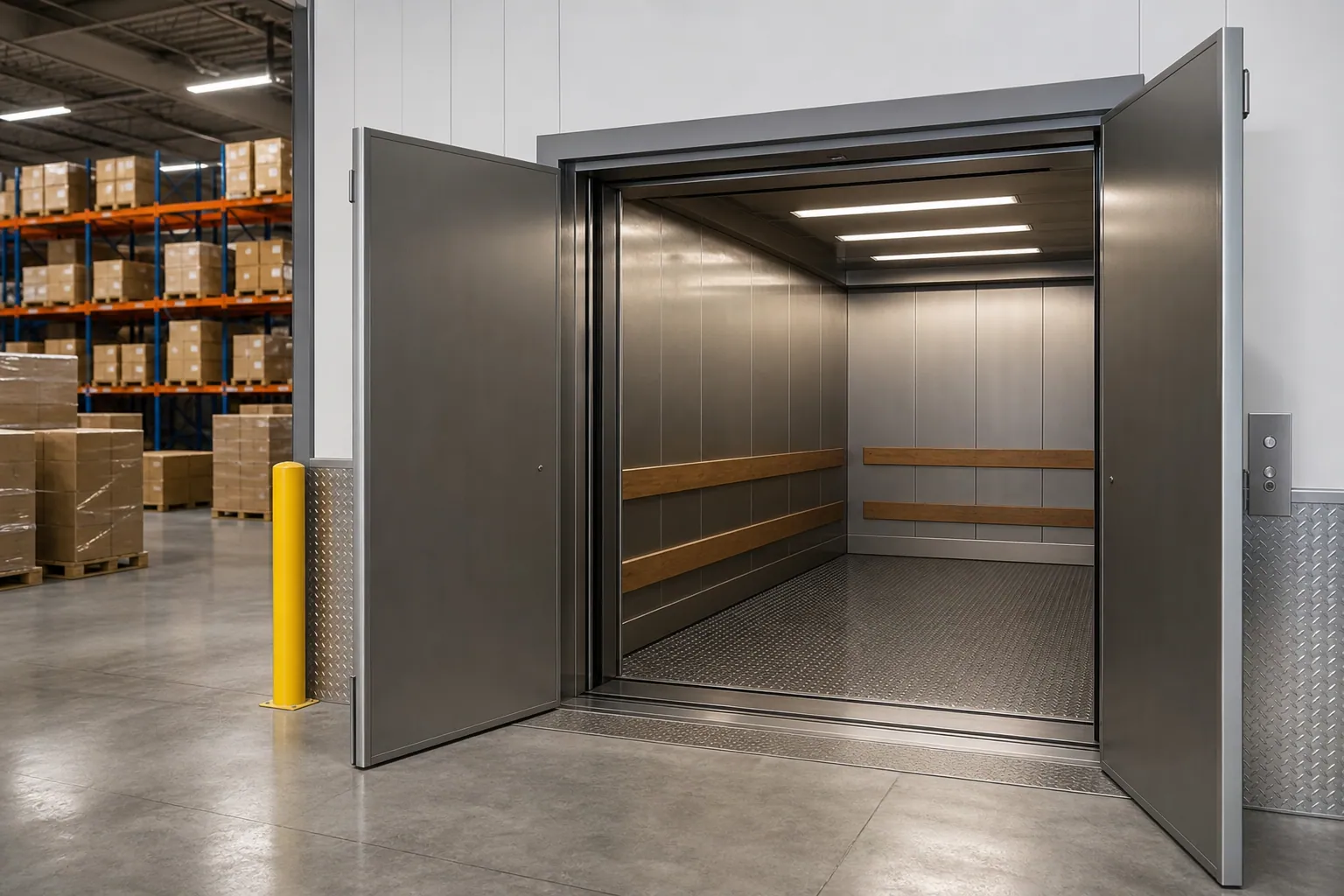 Industrial freight elevator